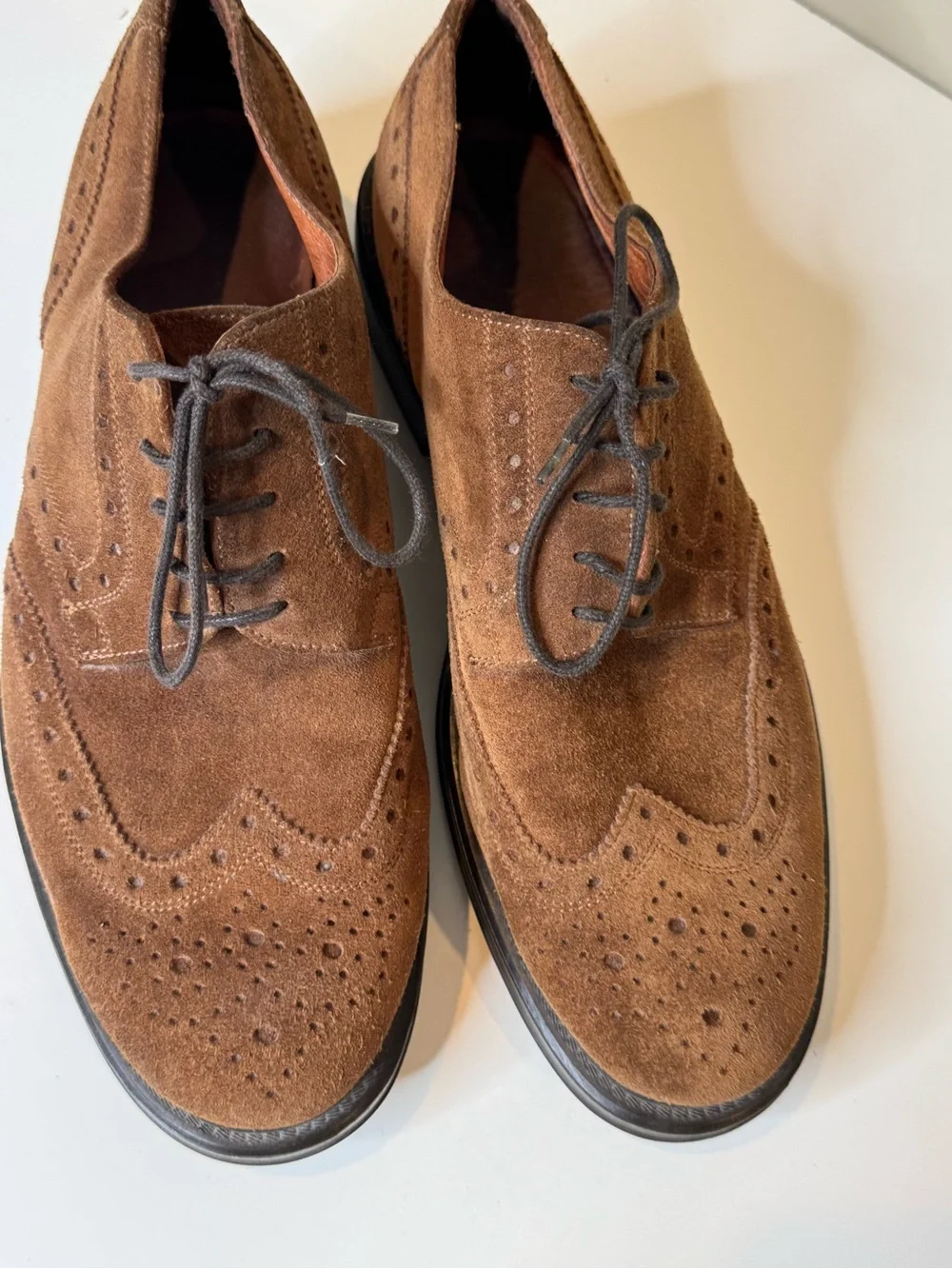 Banana Republic Brown Suede Wingtip Oxford Dress Shoes Size 12 Leather Brogue